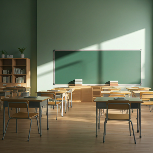 Calm classroom environment with sunlight